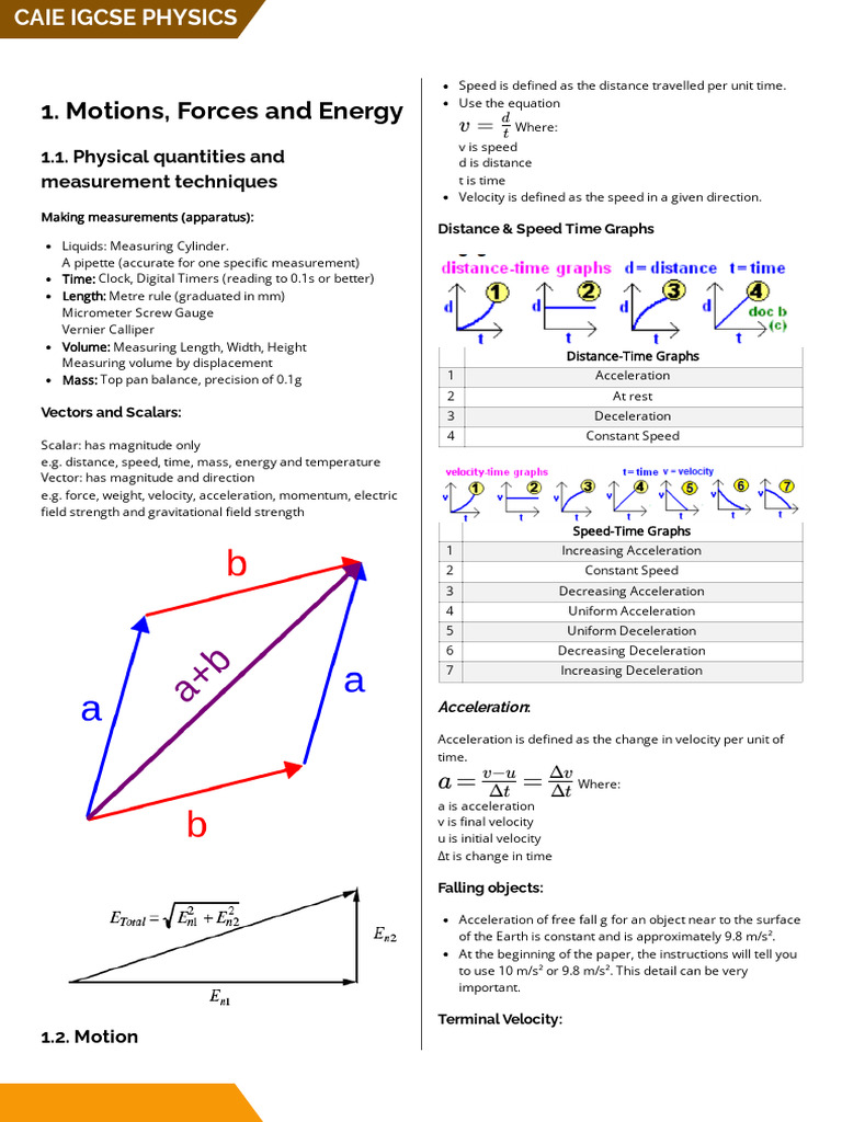 Motion, Forces and Energy PDF Force Acceleration