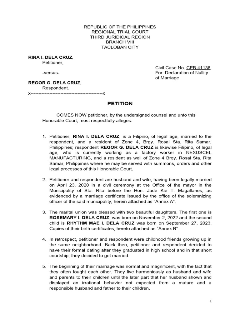 Petition for nullity of marriage download free pdf annulment marriage