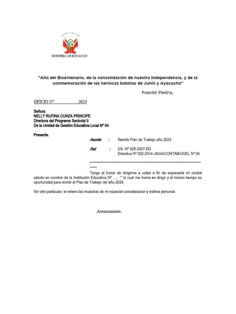 Plan de Trabajo 2024 para I.E. 5181 | PDF