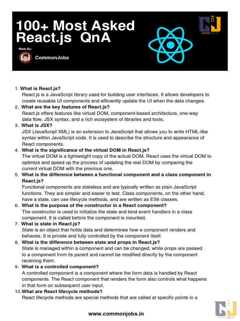 100 Most Asked React - Js QnA PDF | PDF | Document Object Model ...