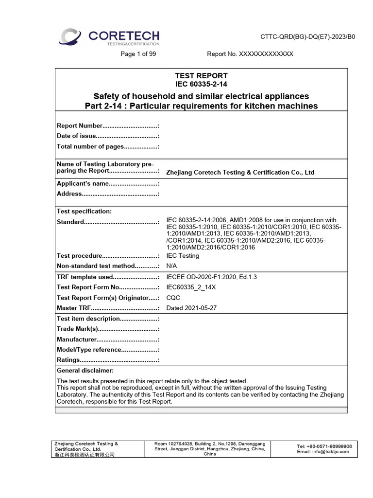 Cttc qrd bg dq e7 2023 iec 60335 2 14 trf pdf insulator