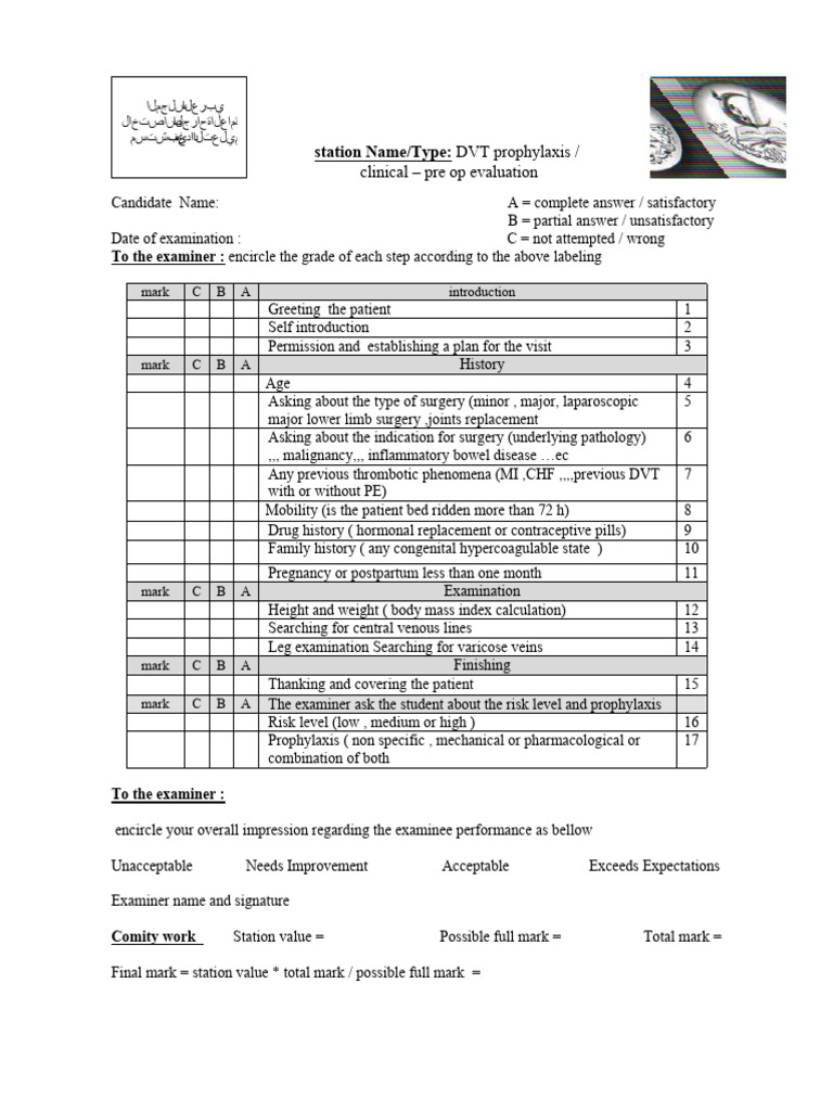 Pre Op - DVT Risk Assesment | Download Free PDF | Clinical Medicine ...