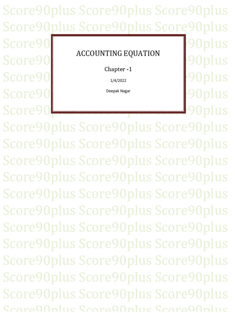 Accounting Equation for Class 11 | PDF | Debits And Credits | Balance Sheet