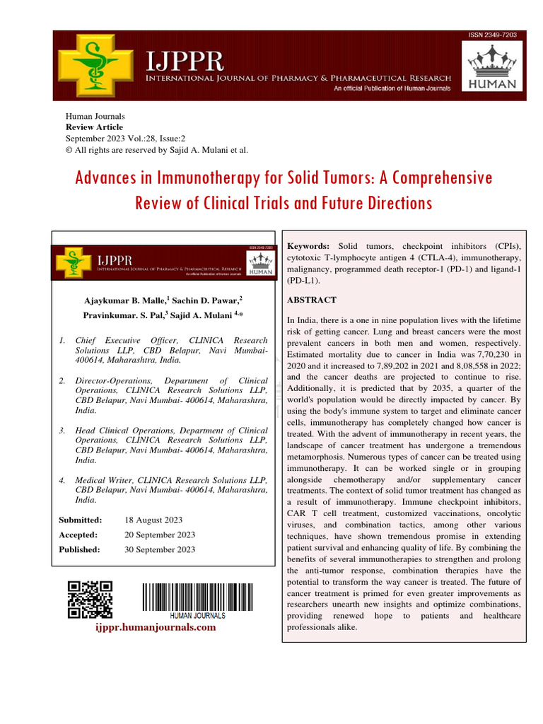 Immunotherapy Advances for Solid Tumors | PDF | T Cell | Antigen