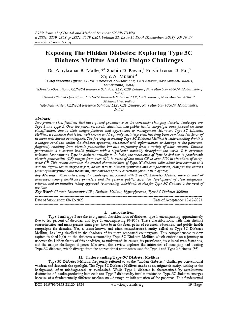 Understanding Type 3C Diabetes Mellitus | PDF | Diabetes | Pancreas