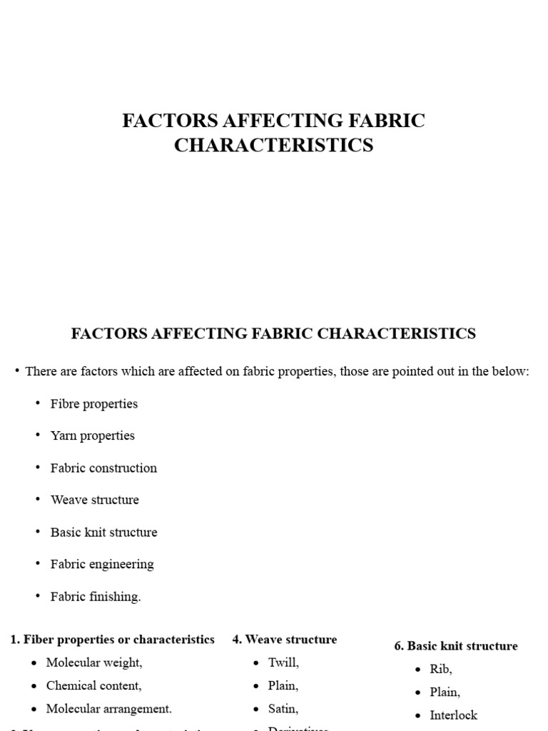 Fabric Properties List