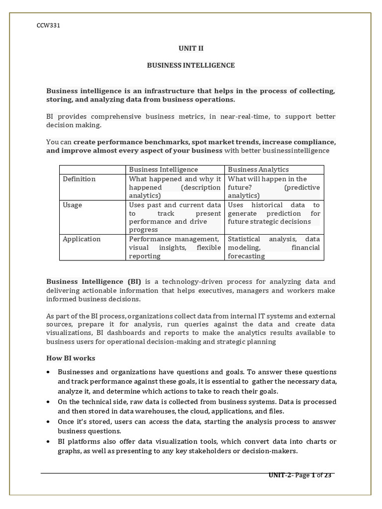 Business Intelligence Overview and Benefits | PDF | Business ...
