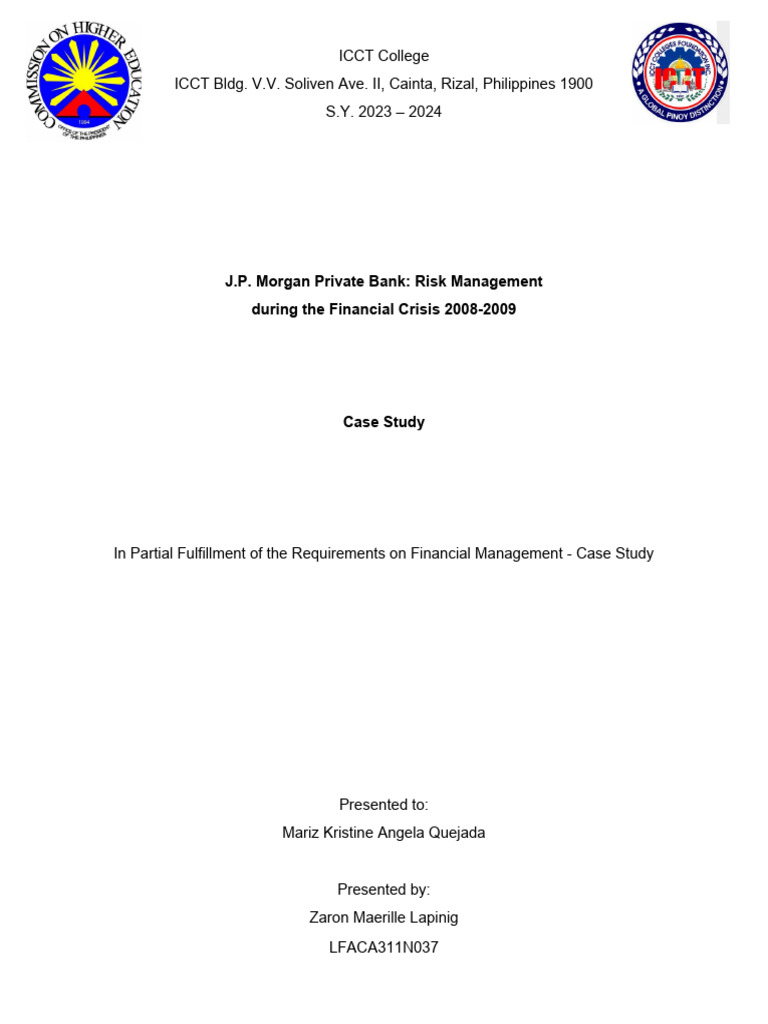 J.P. Morgan Risk Management Case Study | PDF | Literacy | Banks