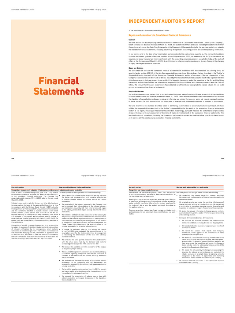 2023-03-31 00 - 00 - 00 - AA1 - Auditors - Report | PDF | Audit ...
