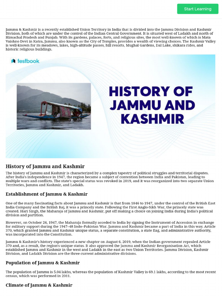 History of Jammu Kashmir know details about Jammu Kashmir culture PDF