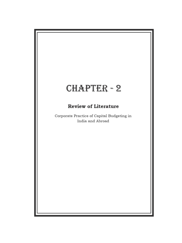 Chapter 2 Review of Literature | PDF | Capital Budgeting | Net Present ...