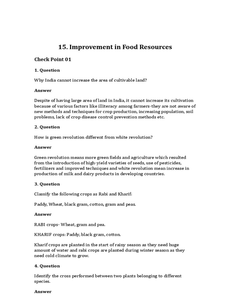 Improved Food Resources FAQ | PDF | Agriculture | Soil