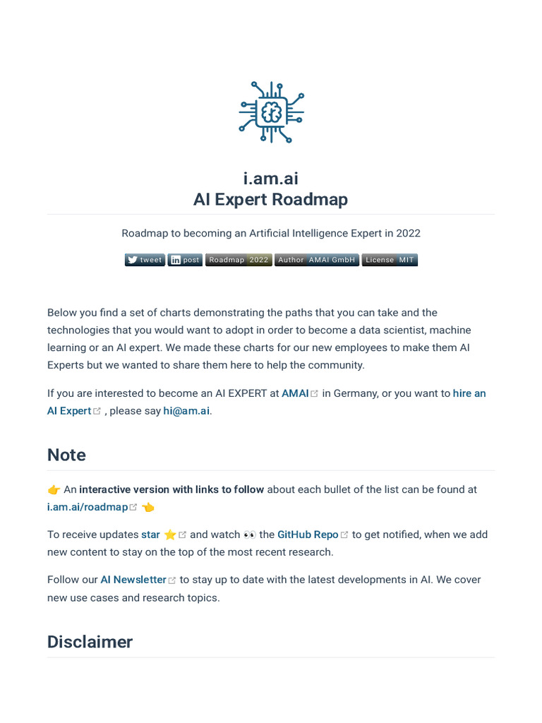 AI Expert Roadmap 2022 Guide | PDF | Artificial Neural Network ...