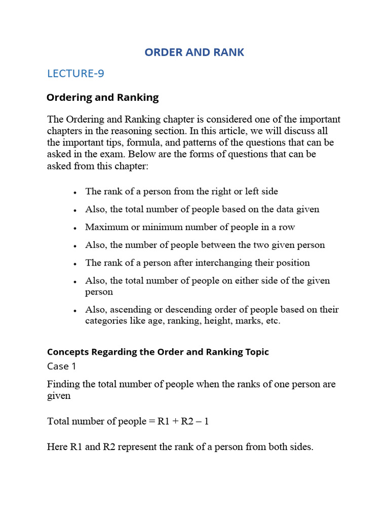 Mastering Order and Ranking Techniques | PDF | Mathematics
