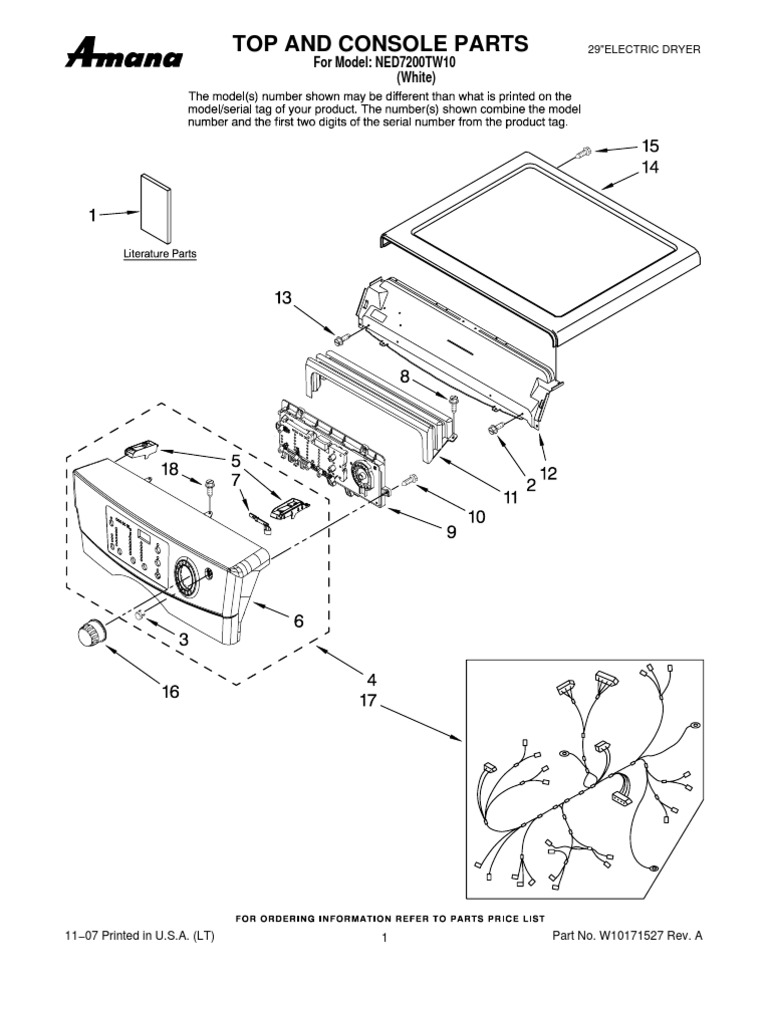 Amana NED7200TW Parts Diagram PDF Duct (Flow) Automotive Technologies