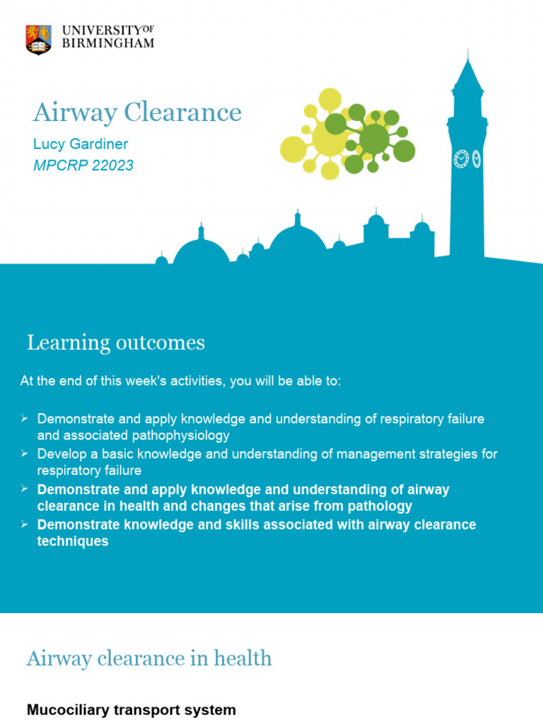 Airway Clearance Pdf Mucus Respiratory Tract