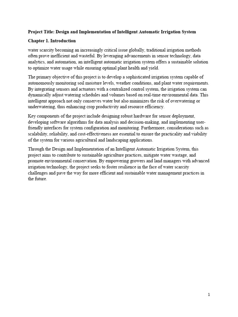 Intelligent Automatic Irrigation System Design | PDF | Agriculture ...