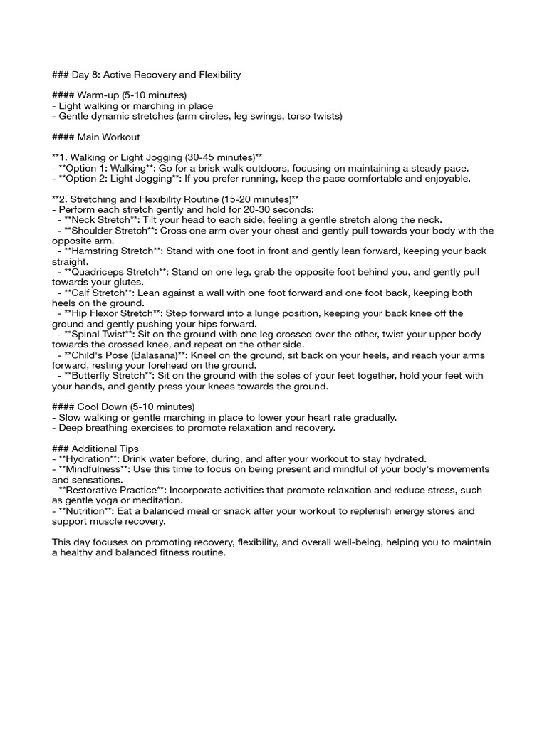 Active Recovery & Flexibility Routine | PDF | Relaxation (Psychology ...