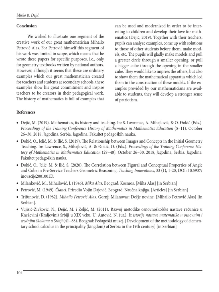 Conclusion: Mirko R. Dejić | PDF | Mathematics | Science