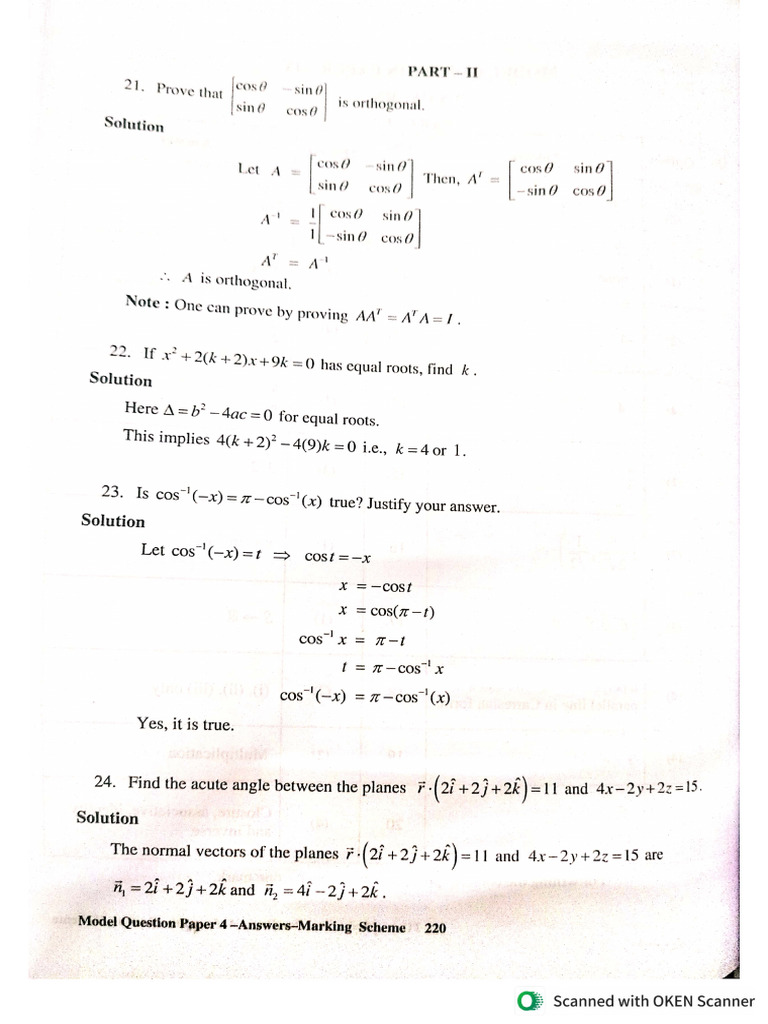 Model Paper 4 Solutions | PDF