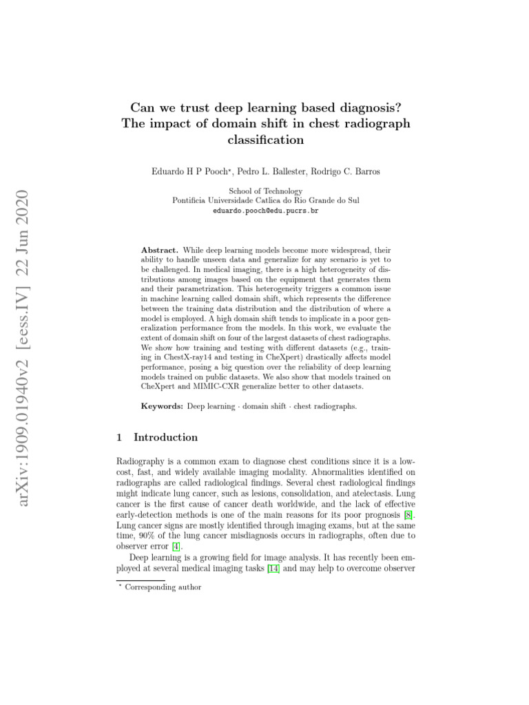 Trusting Deep Learning in Chest Radiographs | PDF | Deep Learning ...