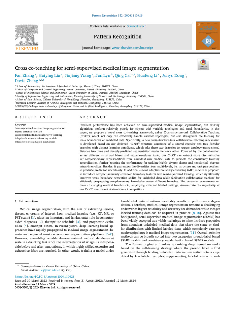 Cross Co-Teaching For Semi - Supervised Medical Image Segmentation ...