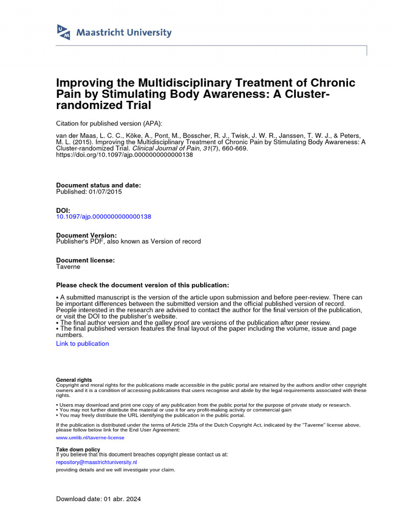 Improving The Multidisciplinary Treatment of Chronic Pain by ...