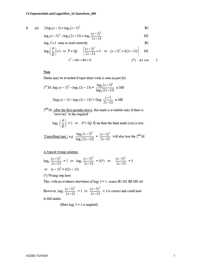 Solving Logarithmic Equations | PDF | Quadratic Equation | Mathematical ...