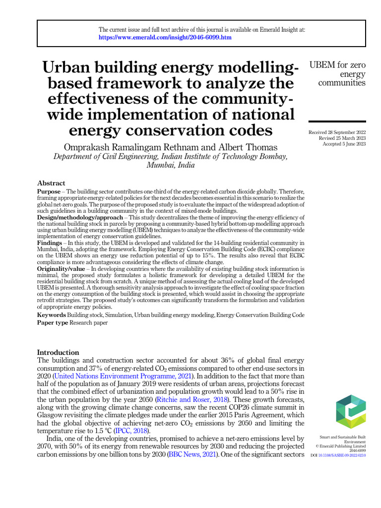 Community-Based Urban Energy Modeling | PDF | Energy Conservation ...