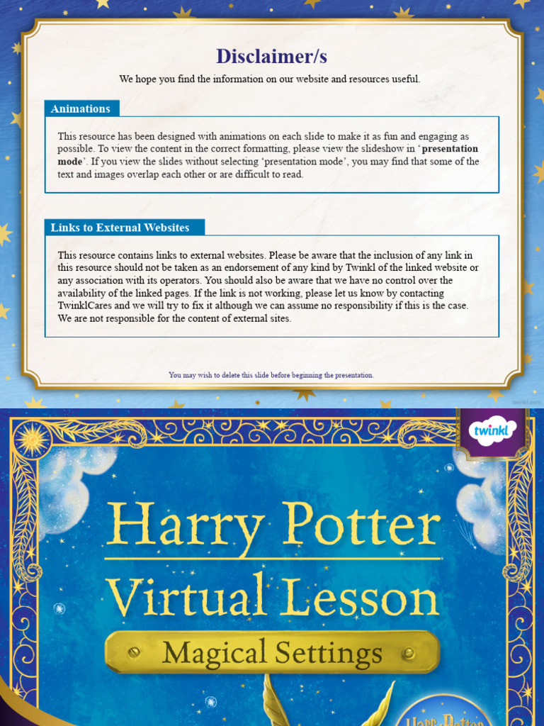 Harry Potter Virtual Lesson Magical Settings Lesson PowerPoint
