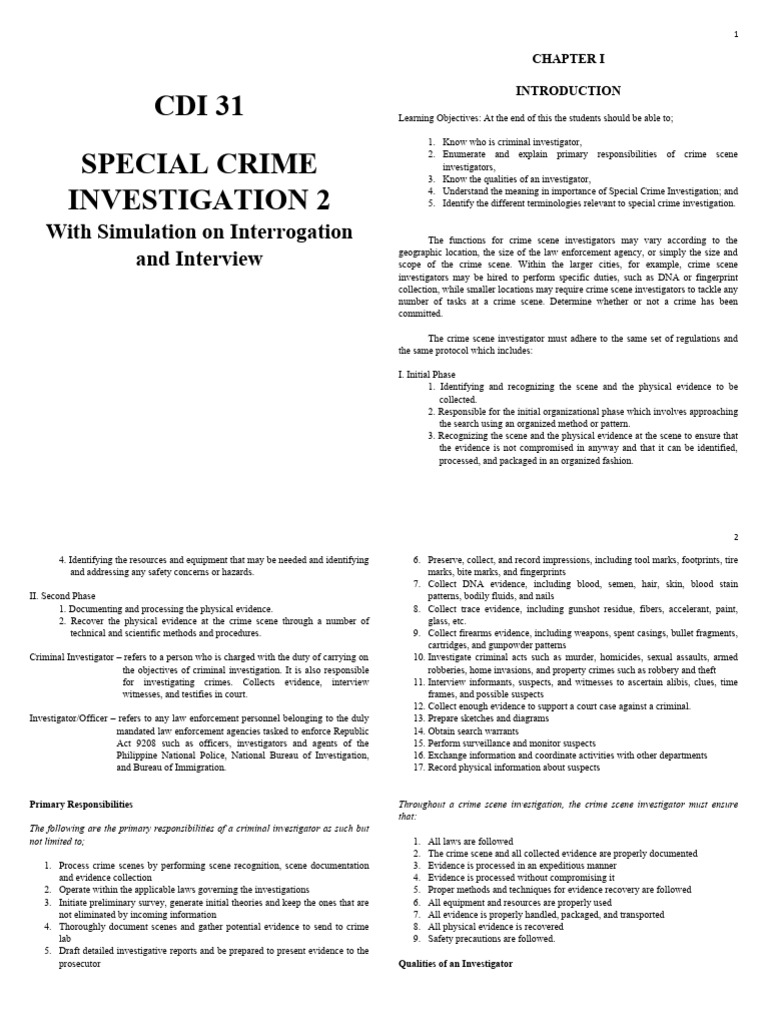 Special Crime Investigation Techniques | PDF | Crime Scene | Crimes