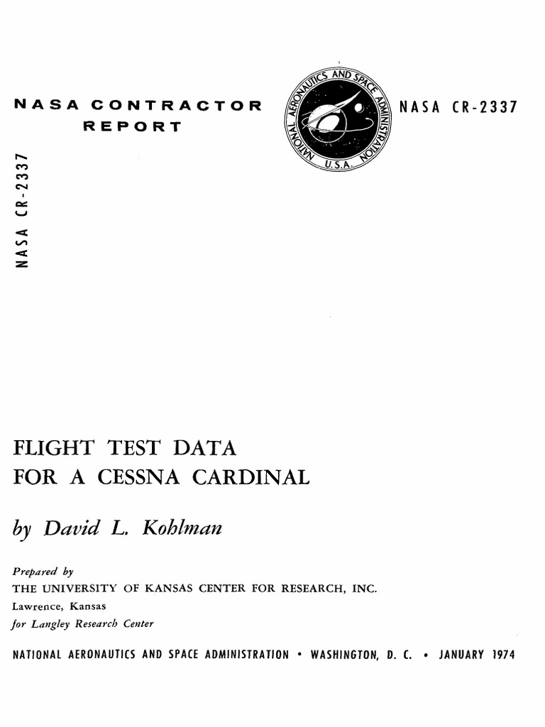 Flight Test Data For A Cessna Cardinal: by David L. Kohlman | PDF ...
