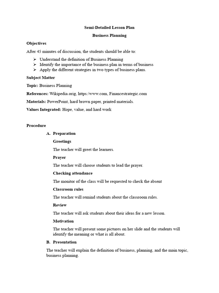 Semi Lesson Plan | PDF