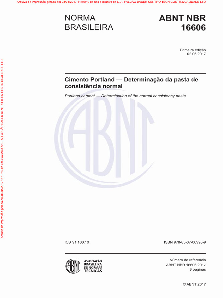 ABNT NBR 16606_2017 - Cimento Portland - Determinação da pasta de ...