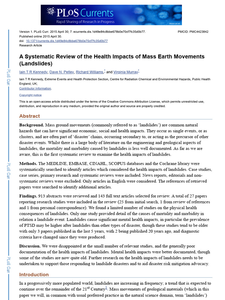 [ARTICLE] A Systematic Review of the Health Impacts of Mass Earth ...