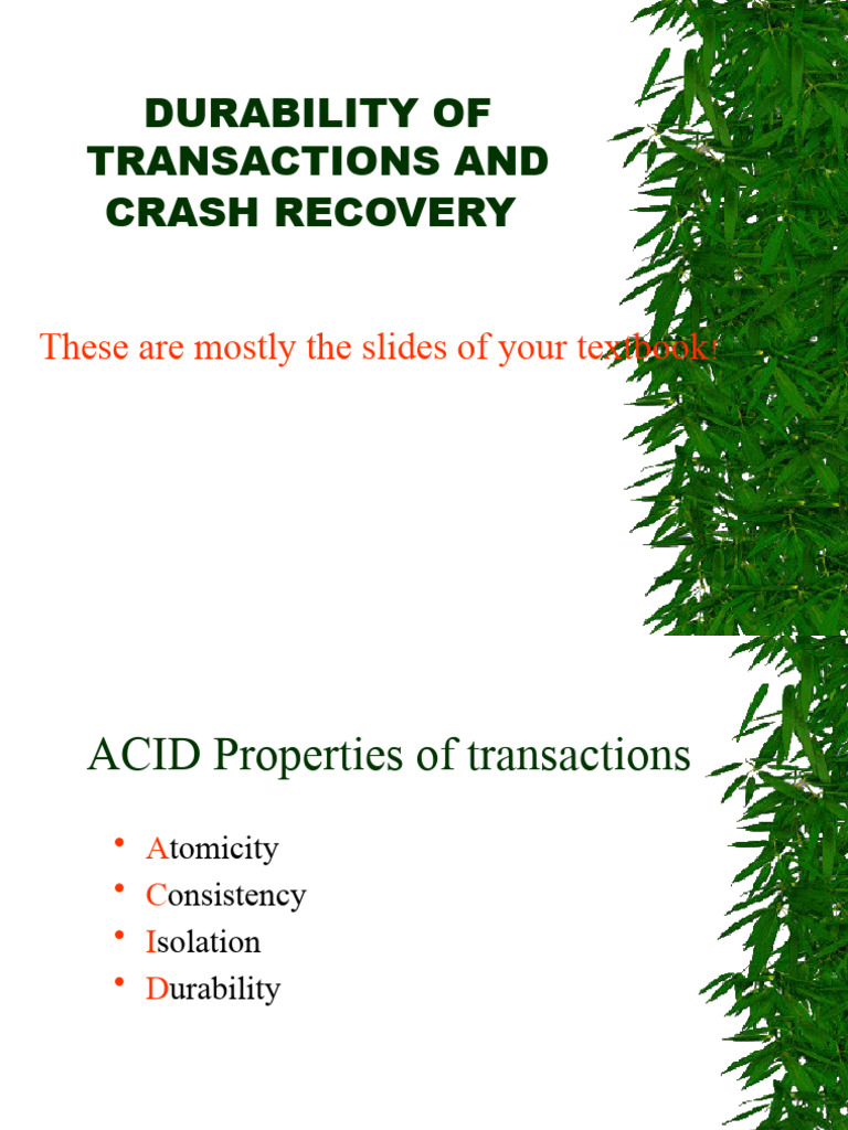 Transaction Durability and Crash Recovery | PDF | Database Transaction ...