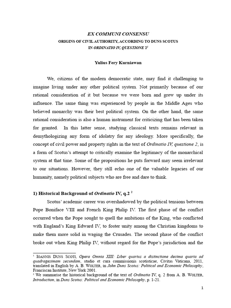 Origins of Civil Authority by Scotus | PDF | Penance | Property