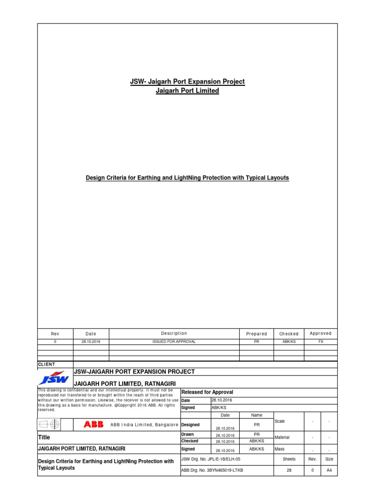 JPL-Earthing&Lightning-Design Criteria-Layouts | PDF | Electrical ...