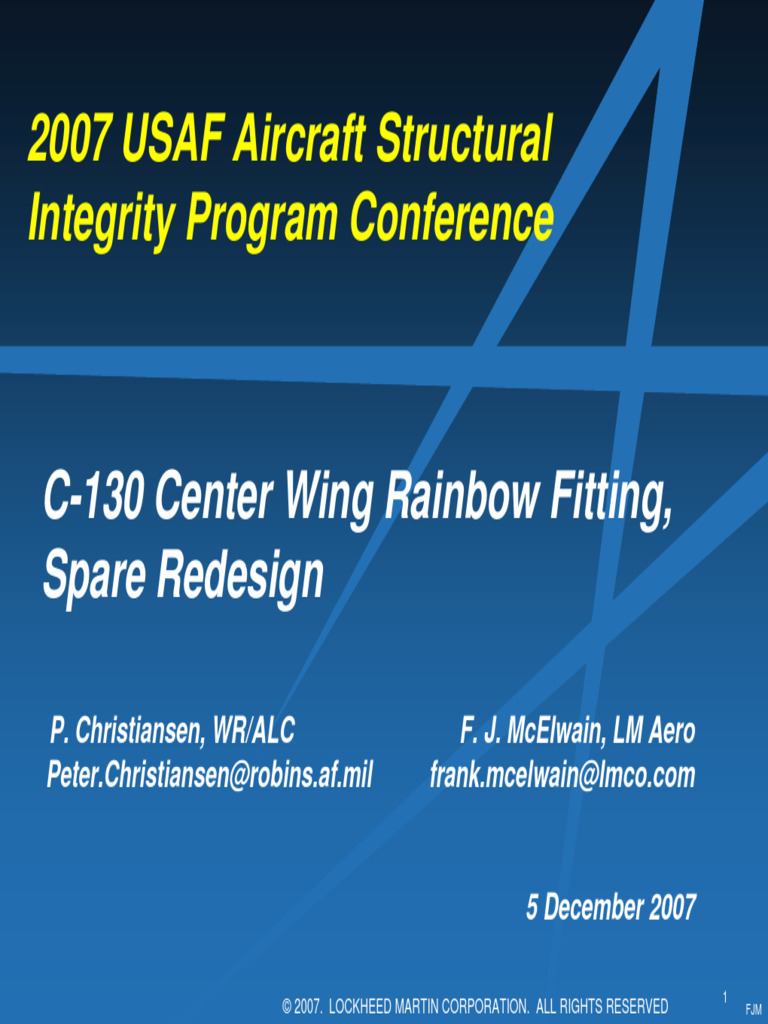 C-130 Center Wing Rainbow Fitting | PDF | Lockheed C 130 Hercules | Screw