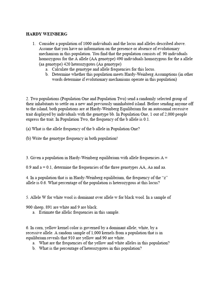 Pengayaan Hardy Weinberg 2 | PDF | Allele | Zygosity