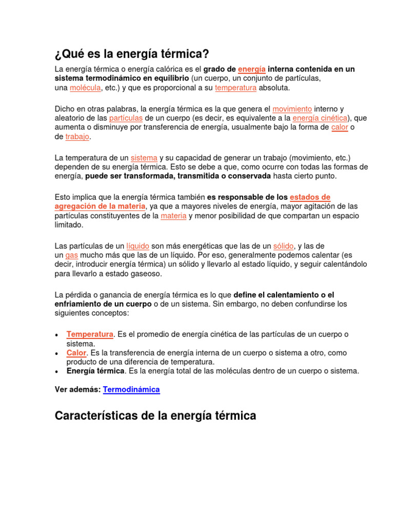 Qué Es La Energía Calorica | PDF | Calor | Temperatura