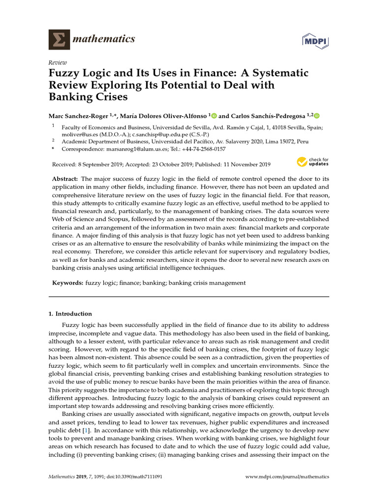 Fuzzy Logic Applications in Banking Crises | PDF | Fuzzy Logic | Banks