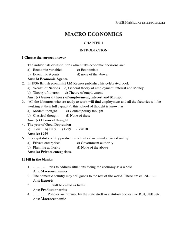 2nd PUC Macro Economics Notes | PDF | Reserve Bank Of India | Gross ...