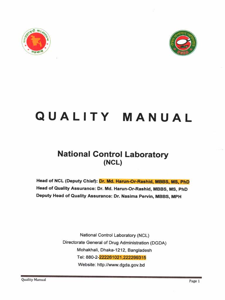Quality Manual Of Ncl Pdf