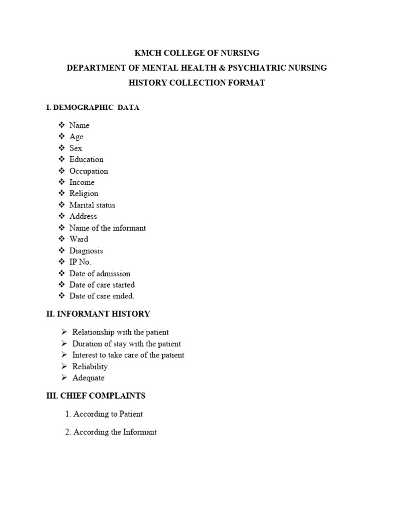 HC, Mse and Process Recording Format | PDF | Psychiatry | Patient