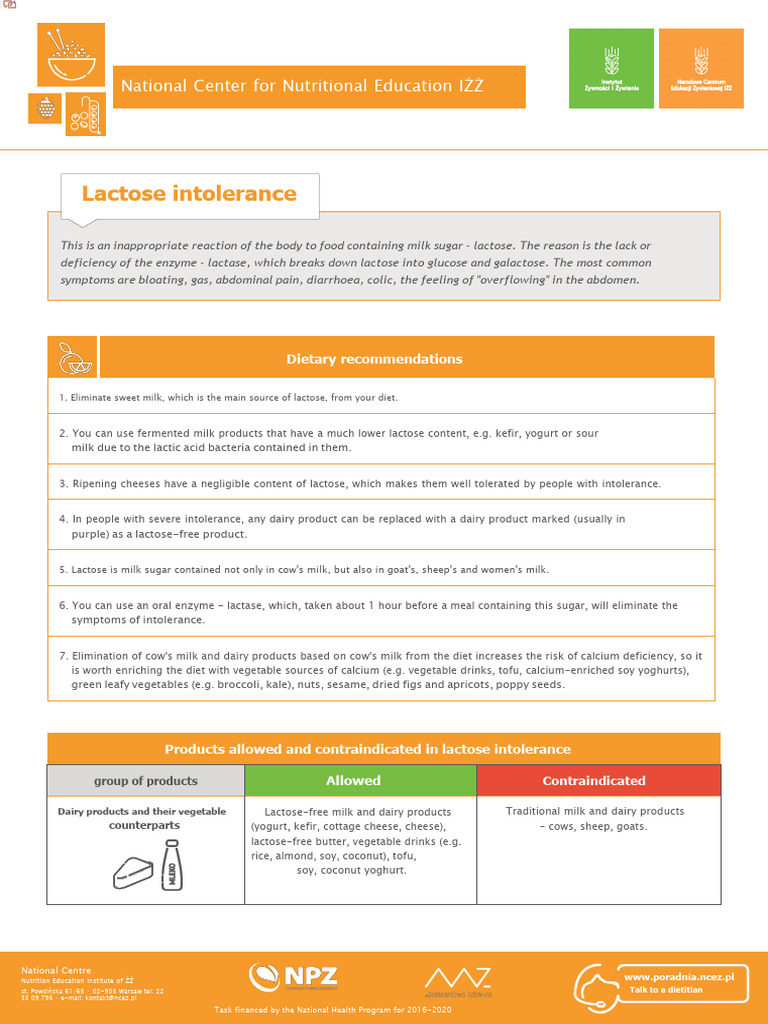 Lactose Intolerance | PDF | Milk | Dairy Products