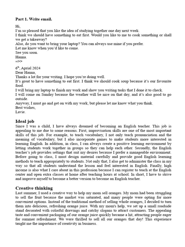 Writing Kì 2 | PDF | English Language