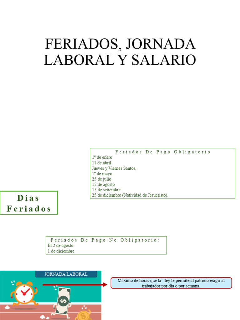 Feriados Jornada Laboral Y Salario Pdf Salario Pieza De Trabajo