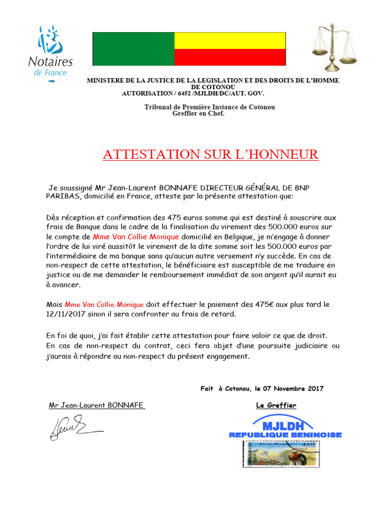 Lettre D&rsquo;engagement Monique | PDF