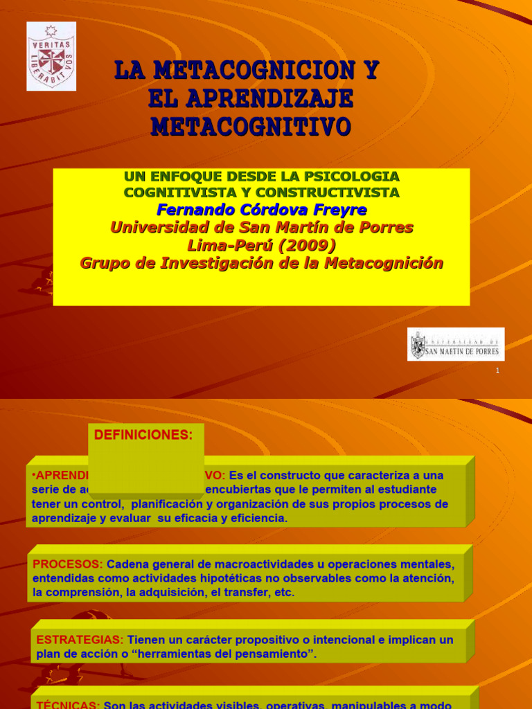 La Metacognicion Y El Aprendizaje Metacognitivo | PDF | Metacognición ...